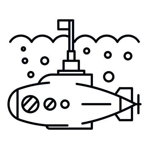 Submarine icon, outline style 15179287 Vector Art at Vecteezy
