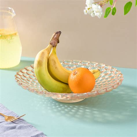 Amber Glass Decorative Fruit Bowl Online - Premium Serving Bowl | Nestasia