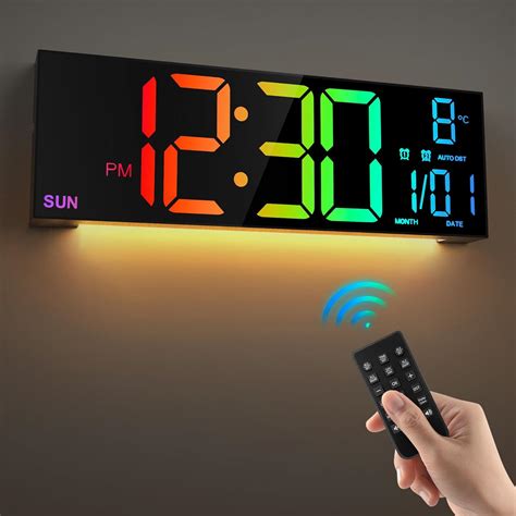 LEIKE 16.2'' Large Digital Wall Clock with Remote Control, Dual Alarm ...