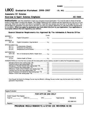 Fillable Online linnbenton - NAME LBCC Graduation Worksheet 2006-2007 ...