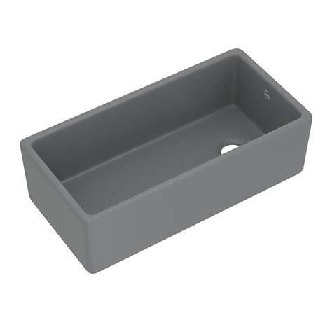 Rohl Farmhouse Apron Front 36-in x 18-in Matte Gray Fireclay Single ...
