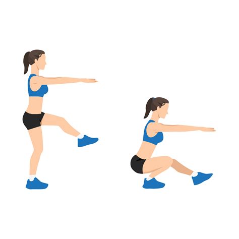 Woman doing single leg squats. Pistol squats flat vector illustration ...