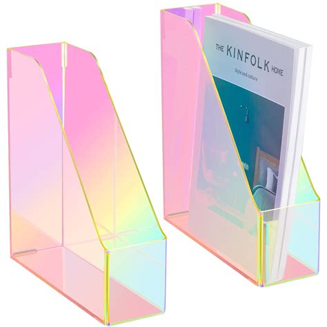 Amazon.com : Engrowtic 2 Pcs Iridescent Vertical Magazine File Holder ...