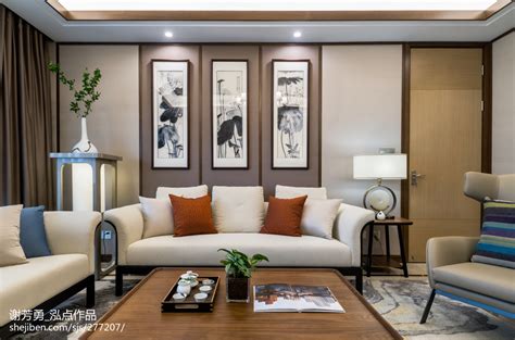 精美142平方四居客厅中式装修欣赏图中式现代客厅沙发7装修图-土巴兔装修效果图