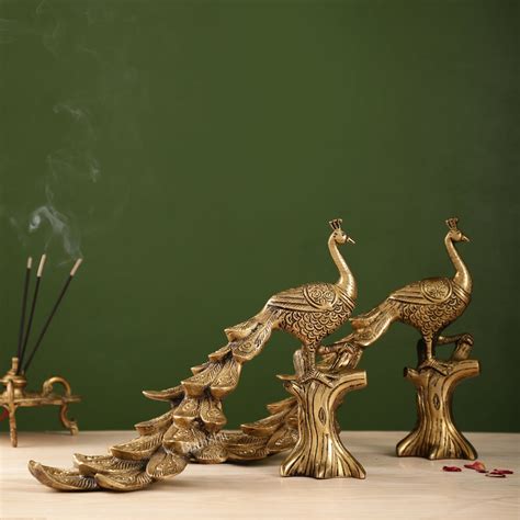 Brass peacock showpiece 12 inch – Velan Store