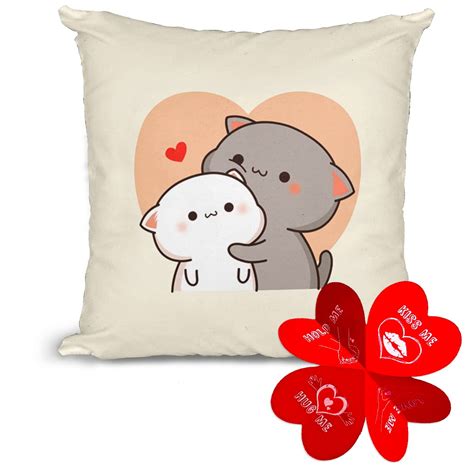 Buy KivStar Peach and Goma Mochi Cat Pillow Cushion,Gifts for him ...