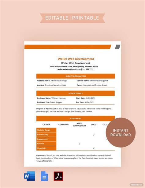 Free Review Templates to Edit Online