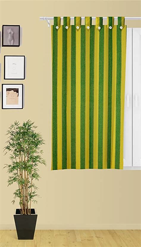 Buy nissi Cotton Striped Window Curtain, Standard, Yellow, Pack of 1 ...