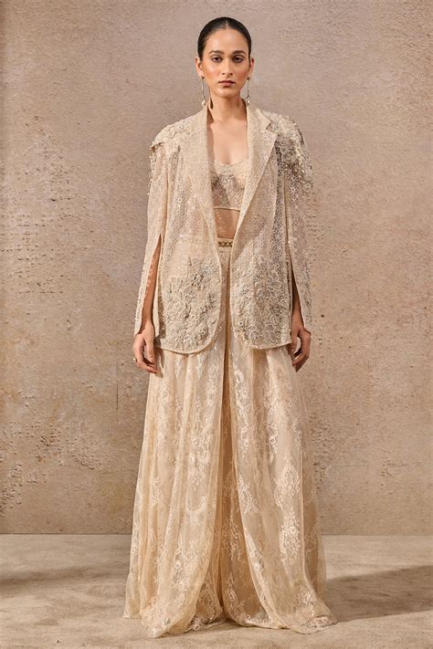 Hand Embroidered Sheer Jacket Co Ord Set