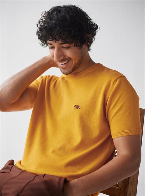 Buy Yellow Daffodil Crew | Casual Mustard Solid Tees for Men Online ...
