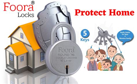 Foora Big Size Lock and Keys Door Lock for Home Round 75mm Padlock with ...