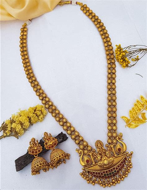 Buy gold plated artificial jewellery antique necklace jewellery online ...