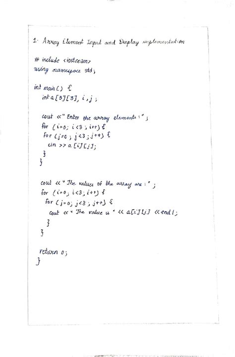 DATA Structures Record - 1. Array Element Input and Display ...