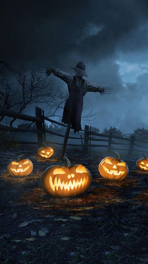 🔥 Free Download Halloween Night Pumpkin Scarecrow 4k Wallpaper Iphone ...