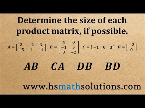 Dimensions of a Product Matrix - Expii