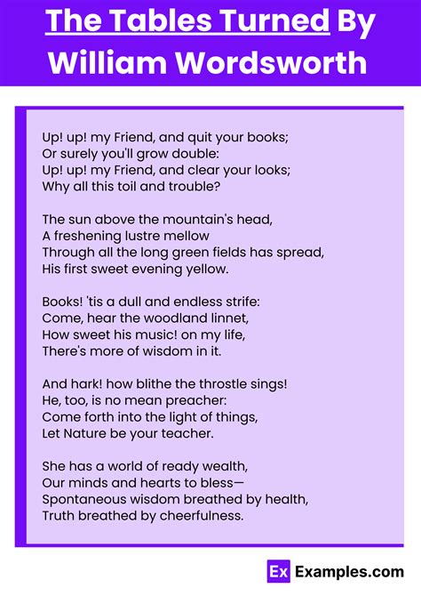 The Tables Turned Poem by William Wordsworth to Download
