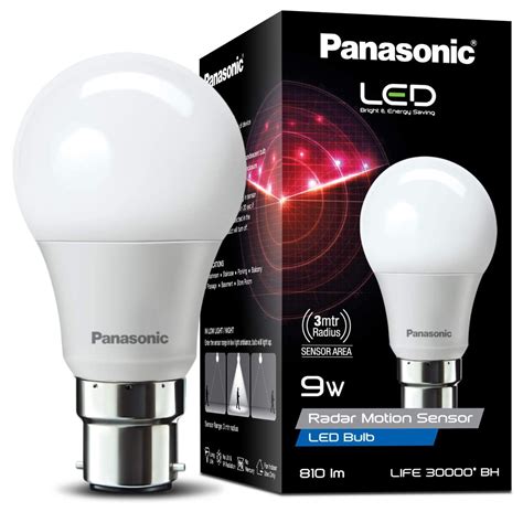 Buy Panasonic 9 Watt Motion Sensor Led B22D Bulb for Home with 3 Mtr ...