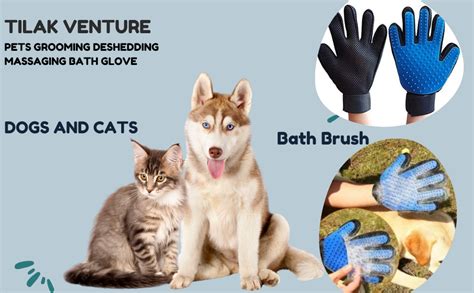 Tilak Venture Pets Grooming Deshedding Massaging Bath Glove for Dogs ...