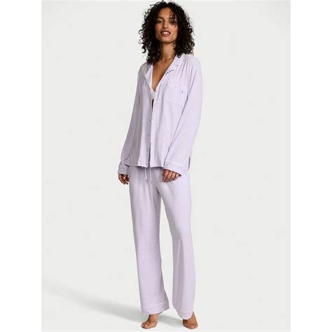 Buy Victoria's Secret Lavender Modal Soft Long Shirt & Pyjama (Set of 2 ...