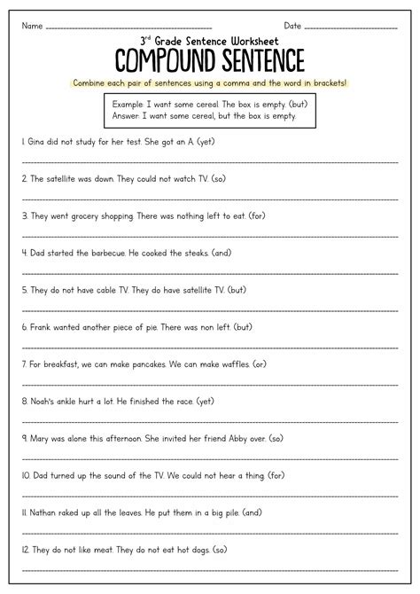 15 Complex Sentence Worksheets 7th Grade | Compound sentences, Simple ...