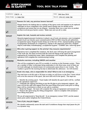 TOOL BOX TALK FORM - Stepchangeinsafety - Fill and Sign Printable ...