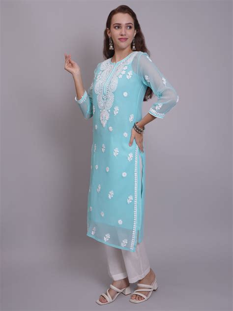 Seva Chikan Hand Embroidered Georgette Lucknowi Chikankari Kurta With