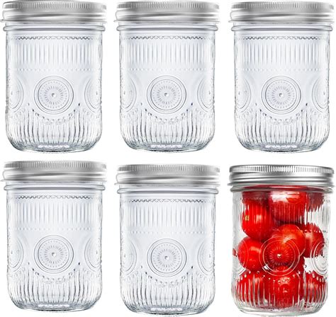 Amazon.com: Amzcku 16oz vintage Mason Jars with Lids, Wide Mouth ...