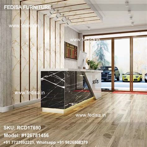 L Shape Reception Table Blue Reception Desk Slim Reception Desk ...