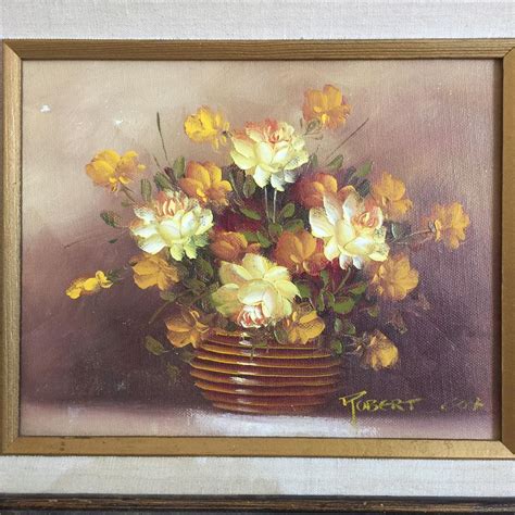 VINTAGE ROBERT COX OIL ON CANVAS PAINTING FLOWERS FLORAL ART SIGNED ...