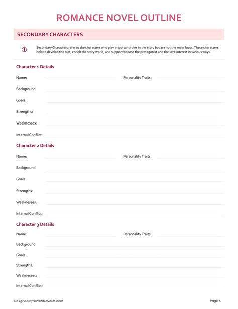 Romance Novel Outline Template - WordLayouts