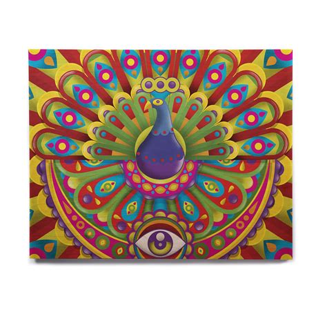 KESS InHouse Roberlan "Peacolor" Rainbow Peacock Birchwood Wall Art, 20 ...