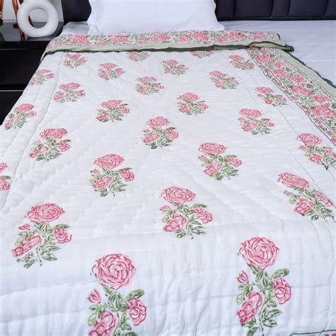 Buy Soft & Cozy Hand Block Print Mulmul Cotton Single Bed Quilt Online ...