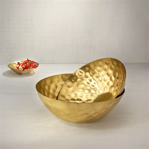 Buy Gold Hammered Metal Bowl- Small Online - Ellementry – ellementry