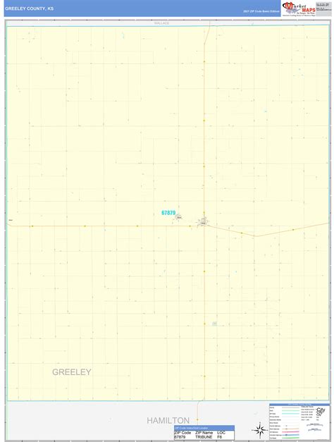 Greeley County, KS Zip Code Wall Map Basic Style by MarketMAPS ...