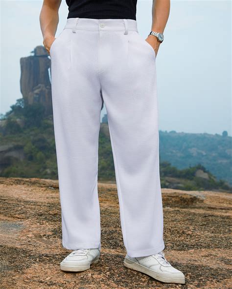 Buy Men's White Straight Fit Pants Online in India at Bewakoof