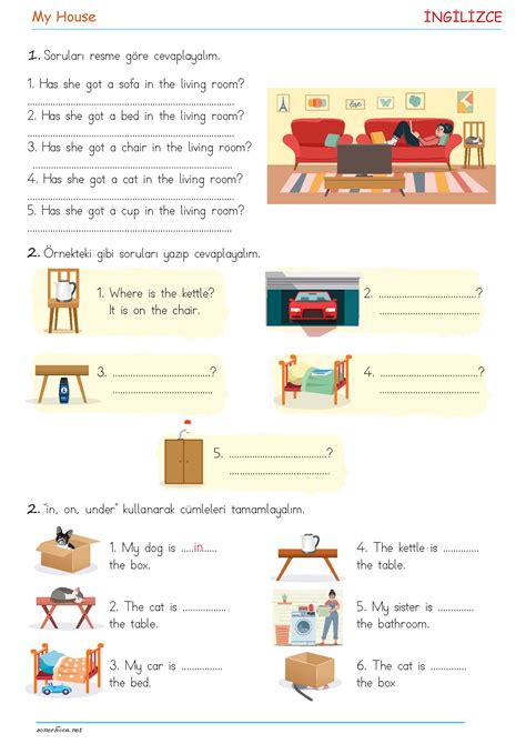 3. Sınıf My House Çalışma Kağıtları - 4