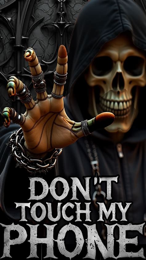 DONT TOUCH MY PHONE - SKULL WALLPAPER in 2025 | Dont touch my phone wallpaper, Cool wallpapers ...