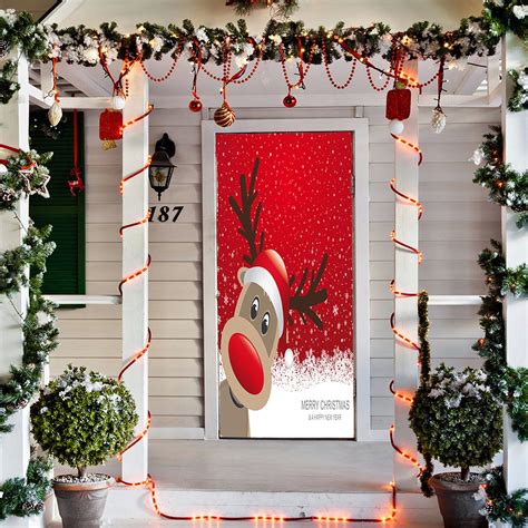 Smiling Reindeer Door Cover - Christmas Door Covers - Outdoor Christmas ...
