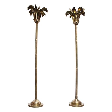 Palm Tree Floor Lamp Light Brass Gold Tropical Palm Beach Vintage at ...