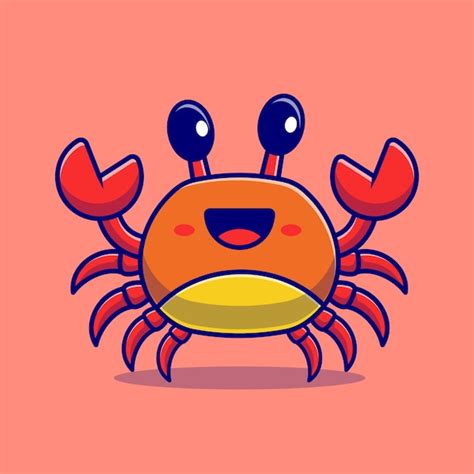 Personagem de desenho animado de caranguejo bonito. Natureza Animal ...