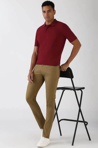 Buy Men Maroon Solid Polo Neck Collar T-shirt Online - 39689563 | Peter ...