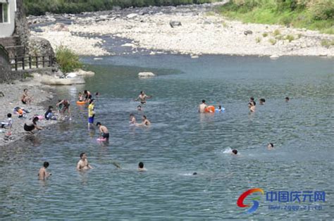 市民在溪水里游泳 享受盛夏的美好--中国庆元网
