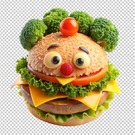 Cute smiling face of a funny clown made of meat transparent background ...