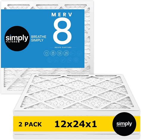 Simply Filters 12x24x1 MERV 8, MPR 600, AC Furnace HVAC Air Filter (2 ...