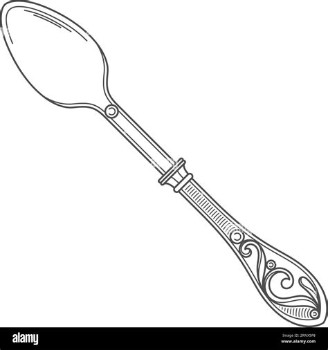 Vintage spoon drawing. Old silverware. Retro cutlery Stock Vector Image ...