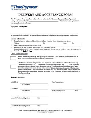 Delivery Acceptance Form - Fill Online, Printable, Fillable, Blank ...