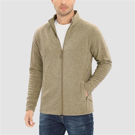 Men's Fleece Jacket Zip Up Stand Collar Coat - MAGCOMSEN