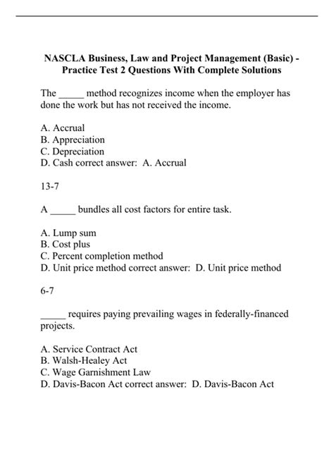 NASCLA Business, Law and Project Management (Basic) - Practice Test 2 ...