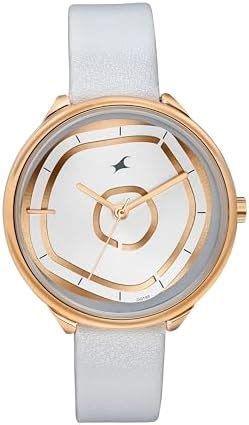Fastrack Stunners Quartz Analog White Dial White Leather Strap Watch ...