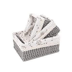YRHOME Rustic Boho Macrame Decorative Storage Baskets Set of 3 ...
